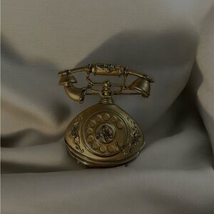 Vintage Gold Rotary Phone Decor